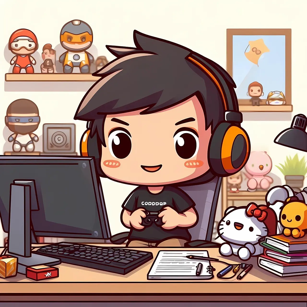 Illustreret gamer setup